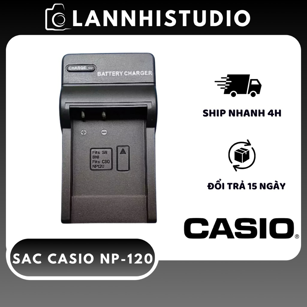 Sạc Pin Casio NP-120 Cho Máy Ảnh Casio Exilim EX-ZR10, ZR50, ZR65, ZR70, ZR100... - Đốc Sạc Máy Ảnh 