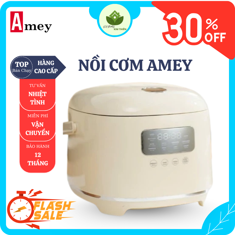 Nồi Cơm Amey AM088 Dung Tích 1.8L Thiết Kế Sang Trọng, Lòng Nồi Niêu Chống Dính Dễ Dàng Vệ Sinh - Gi
