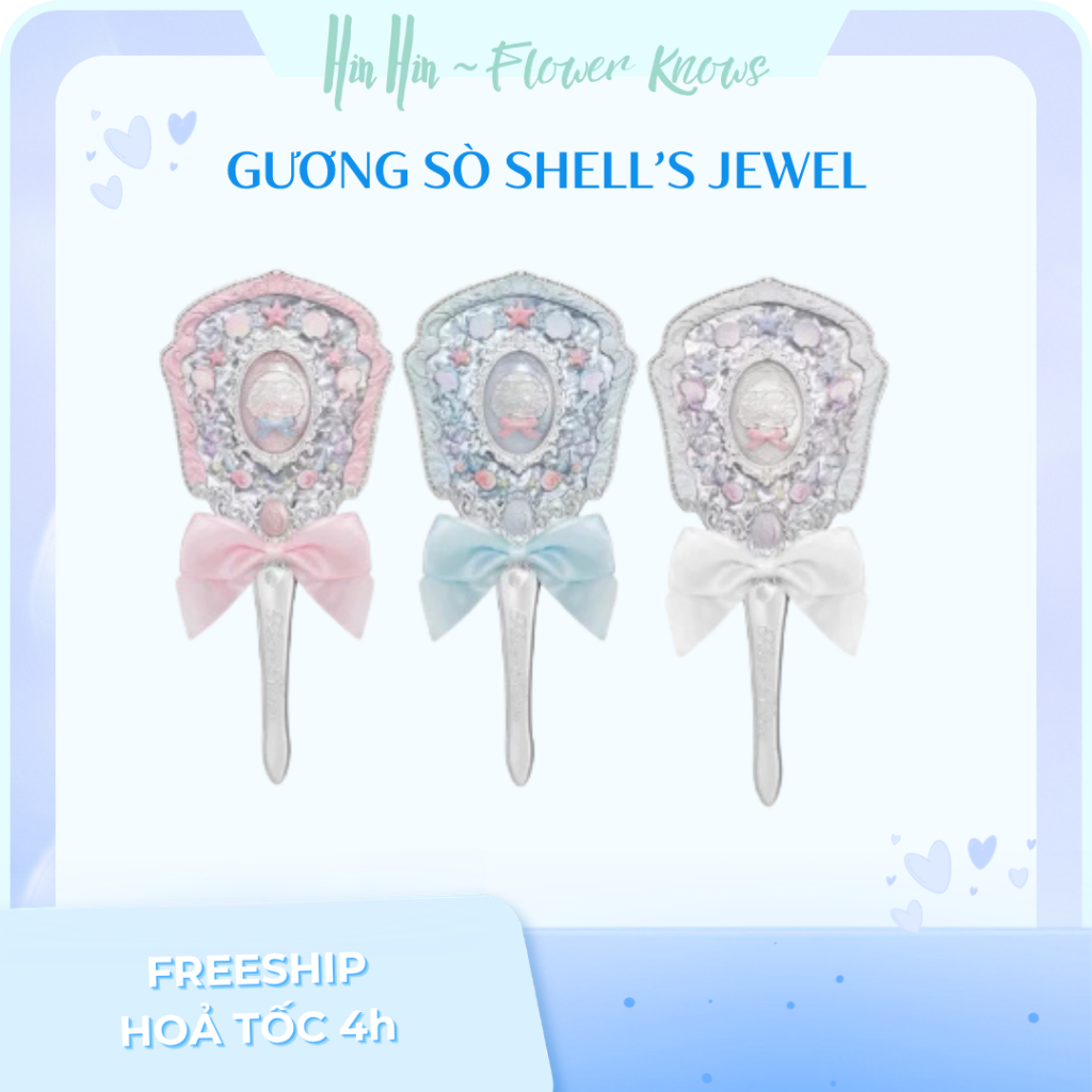 [HÀNG SẴN] Gương Cầm Tay Vỏ Sò Shells Jewel Flower Knows