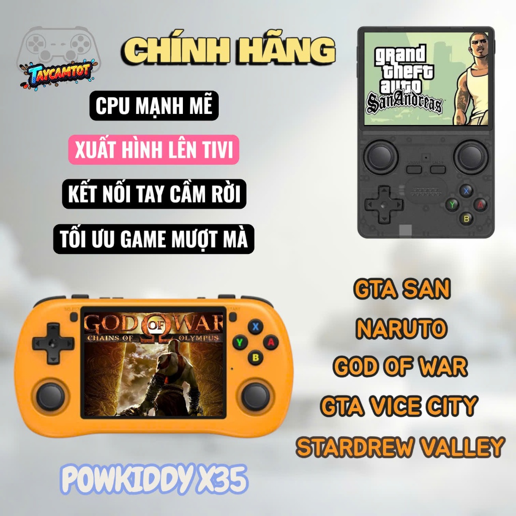 [CHÍNH HÃNG] Powkiddy X35H và X35S - Máy chơi game Retro Handheld tốt nhất - Chip RK3566 mạnh hơn R3