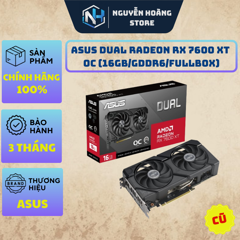 VGA card màn hình ASUS Dual Radeon RX 7600XT OC 16GB Cũ