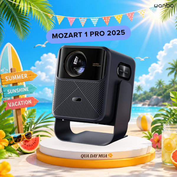 Máy Chiếu Wanbo Mozart 1 Pro 2025 (Phiên Bản Nâng Cấp - Độ Sáng 1200 Ansi, Loa 20W)