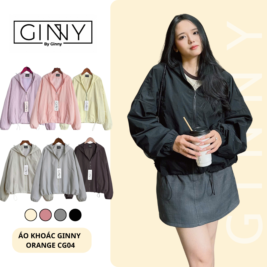 Áo khoác dù 𝐆𝐈𝐍𝐍𝐘 chống nắng Orange CG02 |Tone màu basic dễ phối đồ đi mưa nhẹ tốt