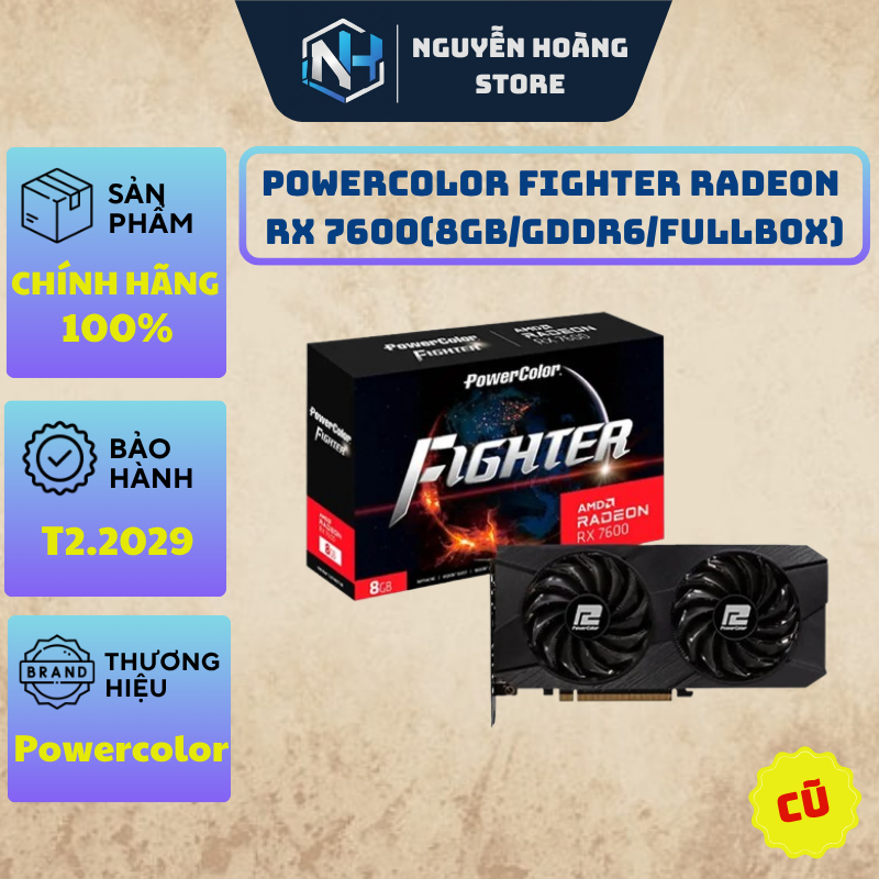 VGA card màn hình PowerColor Fighter Radeon RX 7600 8GB Cũ
