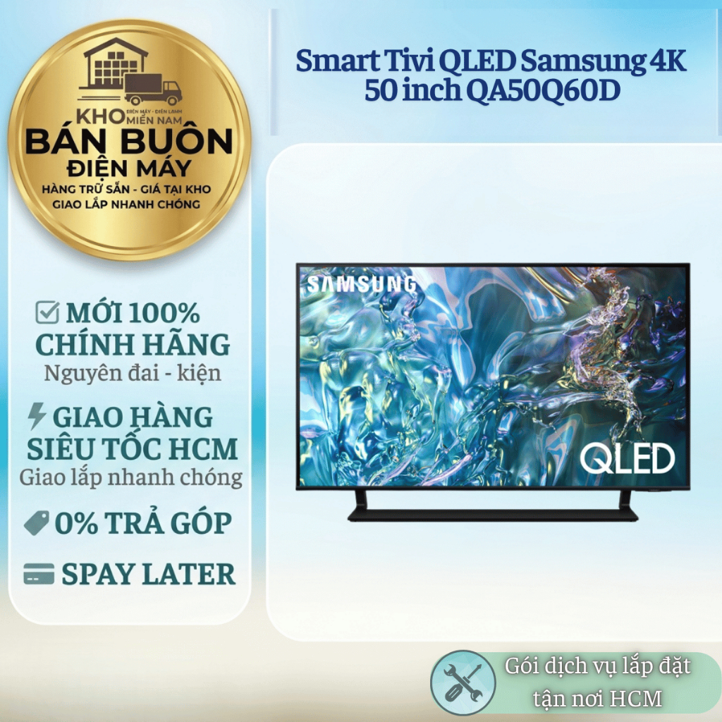 50Q60D Smart Tivi Samsung QLED 4K 50 inch Model 2024, thiết kế AirSlim, âm thanh sống động 50Q60D