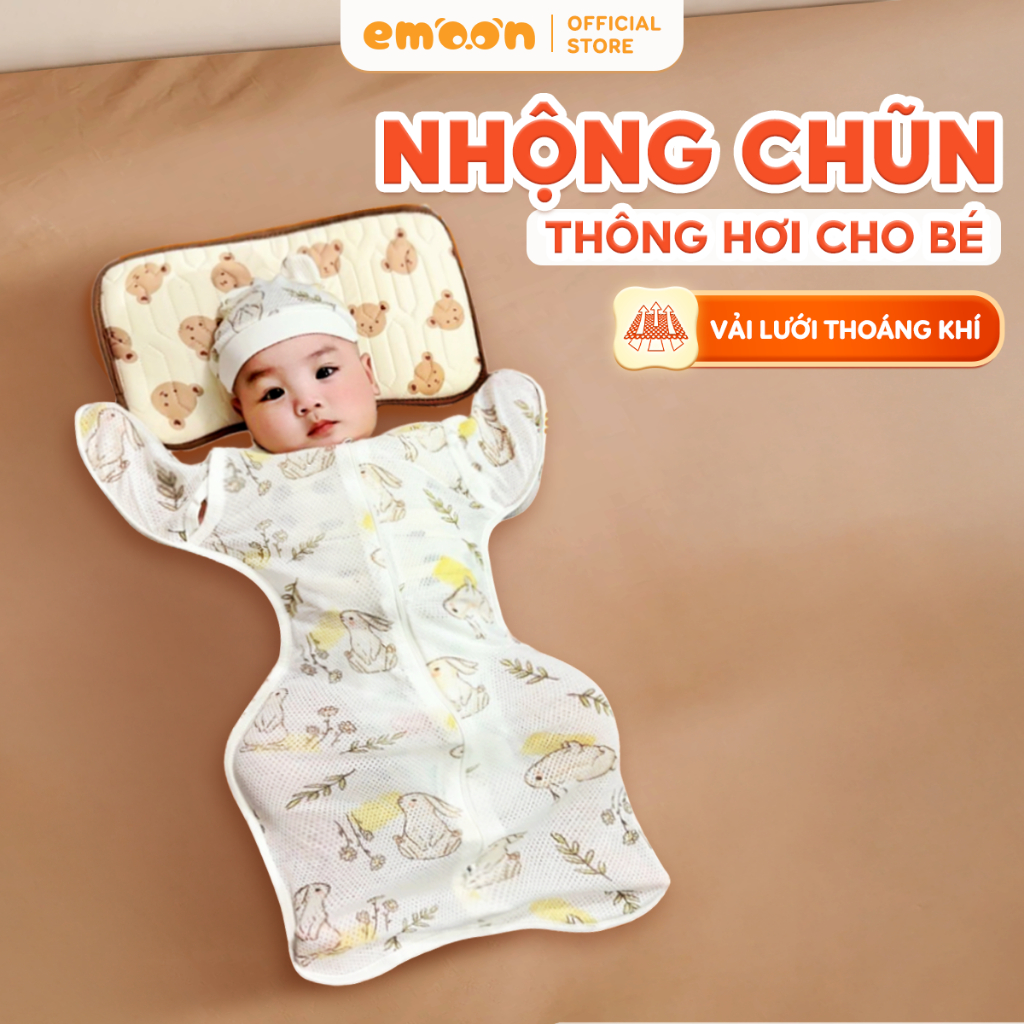 Nhộng chũn thông hơi mở tay Emoon chất liệu tơ tằm kháng khuẩn, thoáng khí, co…