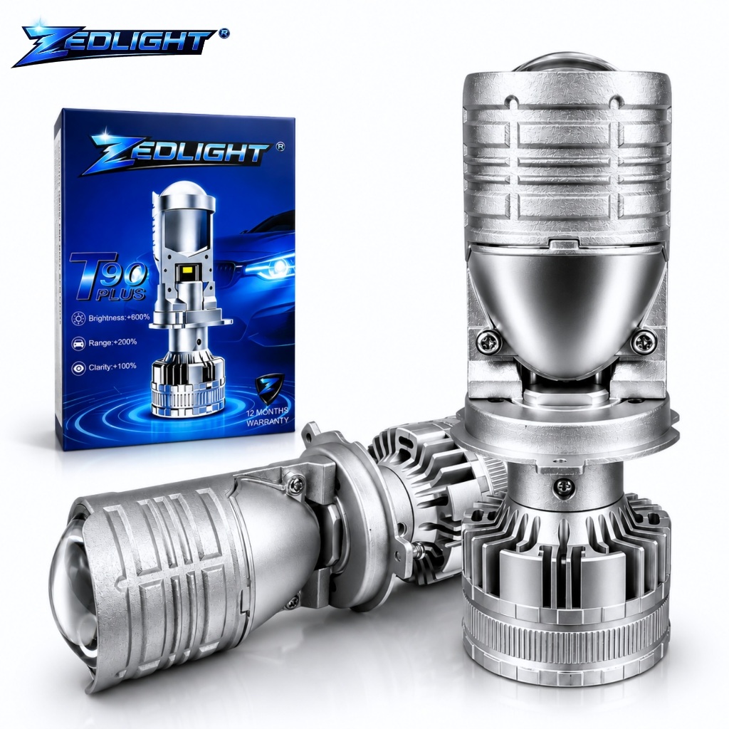 Đèn Pha Bi Cầu T90 PLUS ZEDLIGHT - Siêu Sáng, Chiếu Xa Hơn 250m, Lắp Đặt Cho Oto, Xe Máy Chân H4 - P