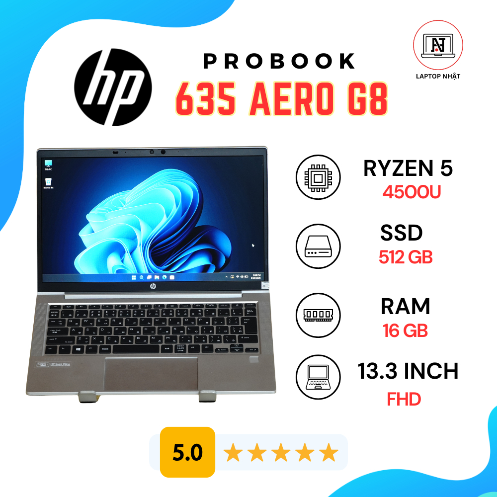 HP ProBook 635 Aero G7 Ultrabook | AMD Ryzen 5 4500U | RAM 16GB | SSD 512 GB