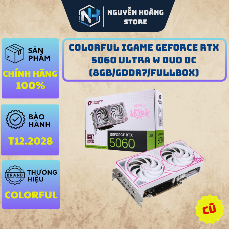 VGA card màn hình Colorful RTX 5060 Ultra White Dou 8GB Cũ