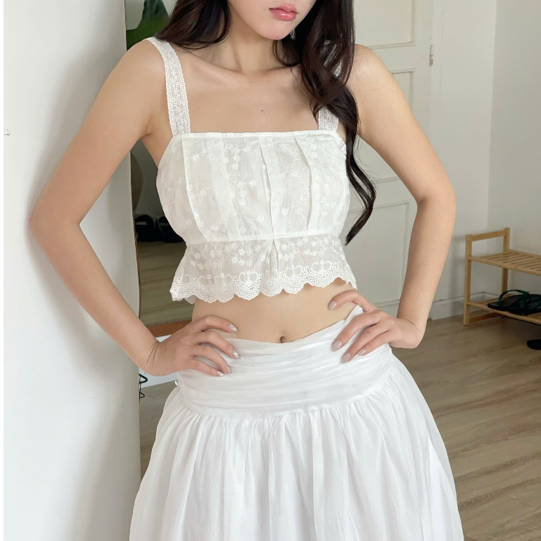 NAVIE - Áo 2 dây line thêu hoa thời trang nữ