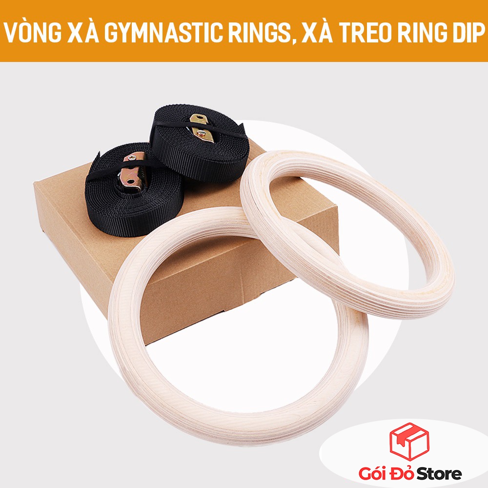 Vòng xà Gymnastic Rings, Bộ vòng xà treo Ring Dip gỗ Bạch Dương thể dục dụng cụ, Tập GYM
