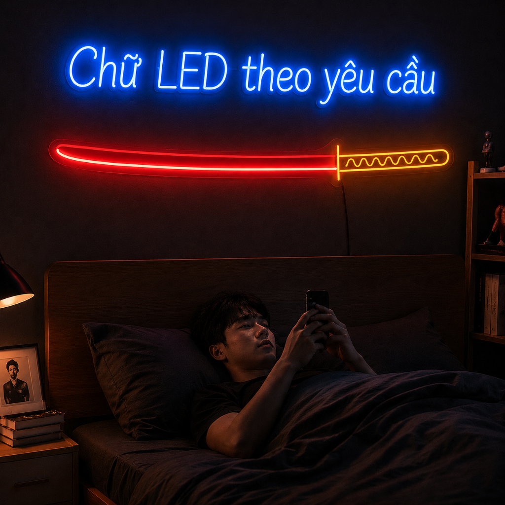 ⚡💥Đèn Trang Trí LED Neon HÌNH KATAKANA treo Tường HÌNH KATAKANA Nhiều Mẫu ( Kèm nguồn và miếng dán t