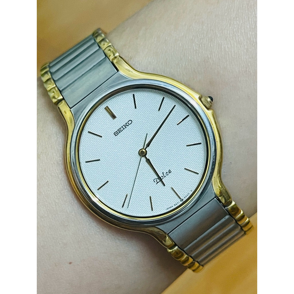 Đồng hồ Seiko Dolce Nhật form to mỏng dây Demi siêu đẹp.