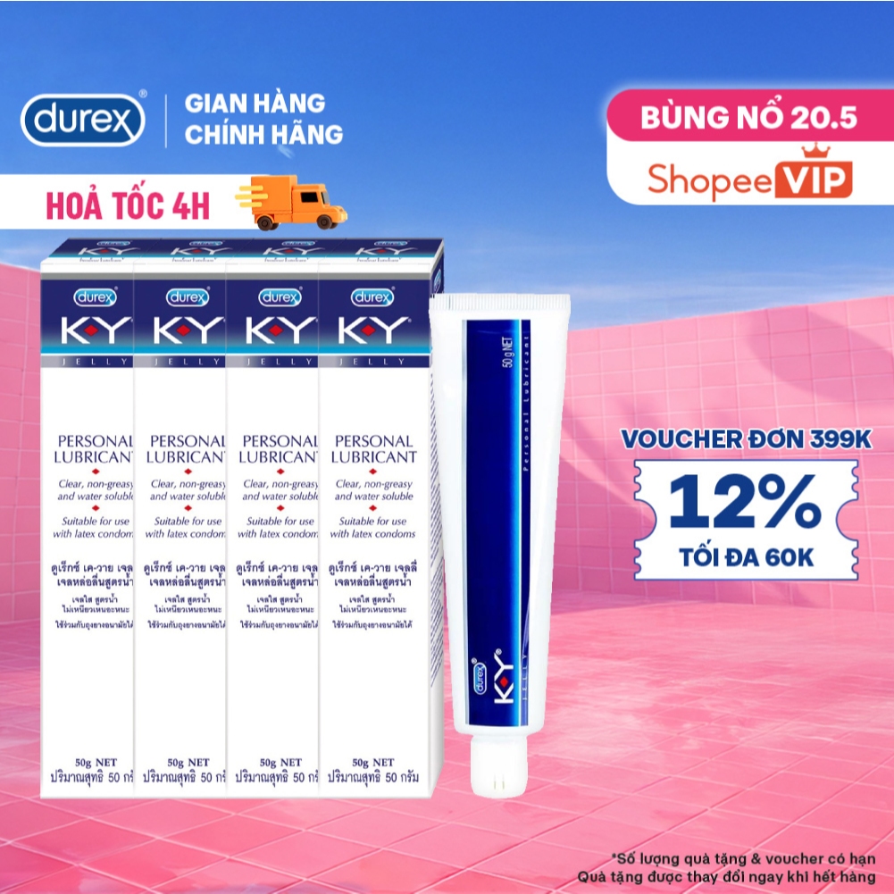 [HỎA TỐC 4H] Combo 4 Gel bôi trơn Durex K-Y Jelly 50g ( KY Jelly)