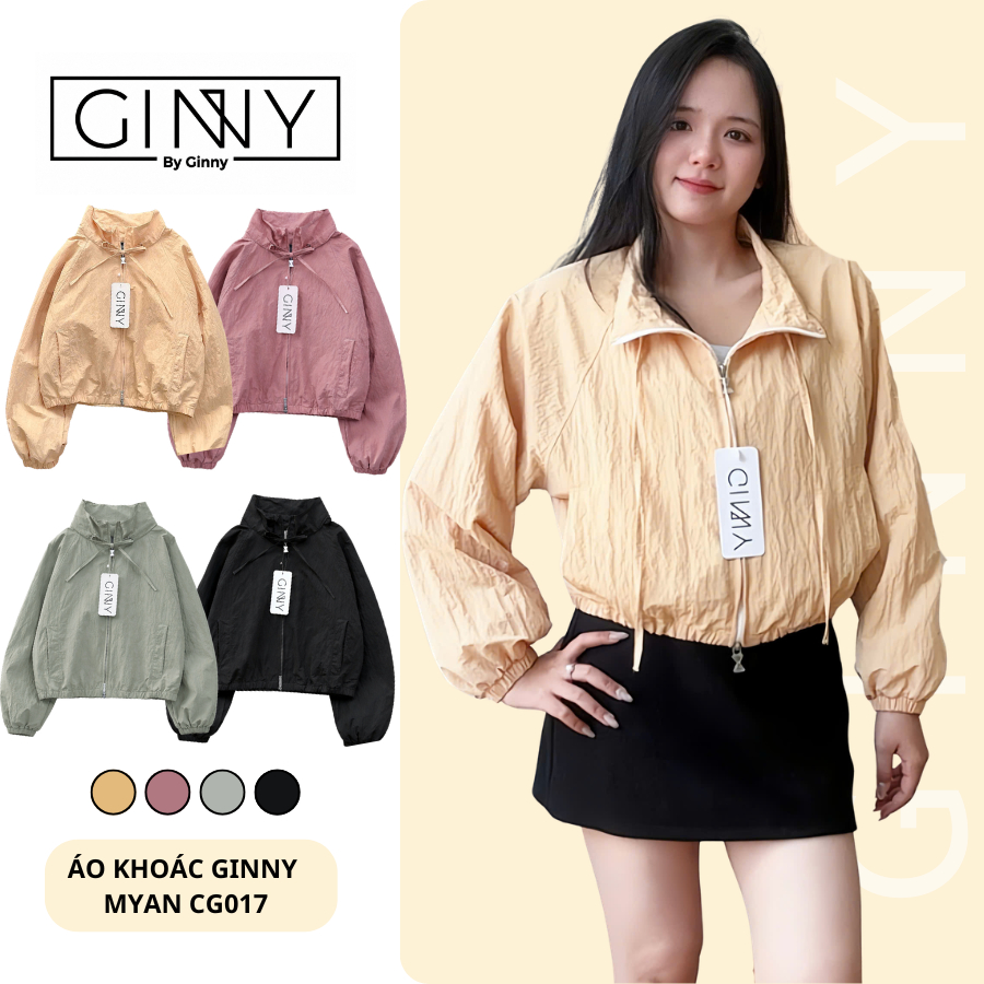 𝐆𝐈𝐍𝐍𝐘 Áo Khoác Dù Form Lửng Cổ Cao CG017 Myan Phong Cách Không Nón
