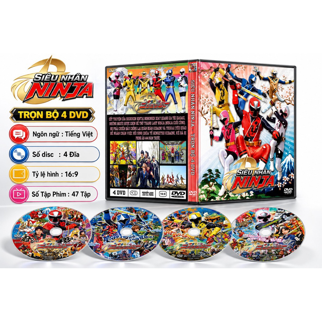 Dvd Siêu Nhân Ninja Thuyết Minh Trọn Bộ 4 Đĩa