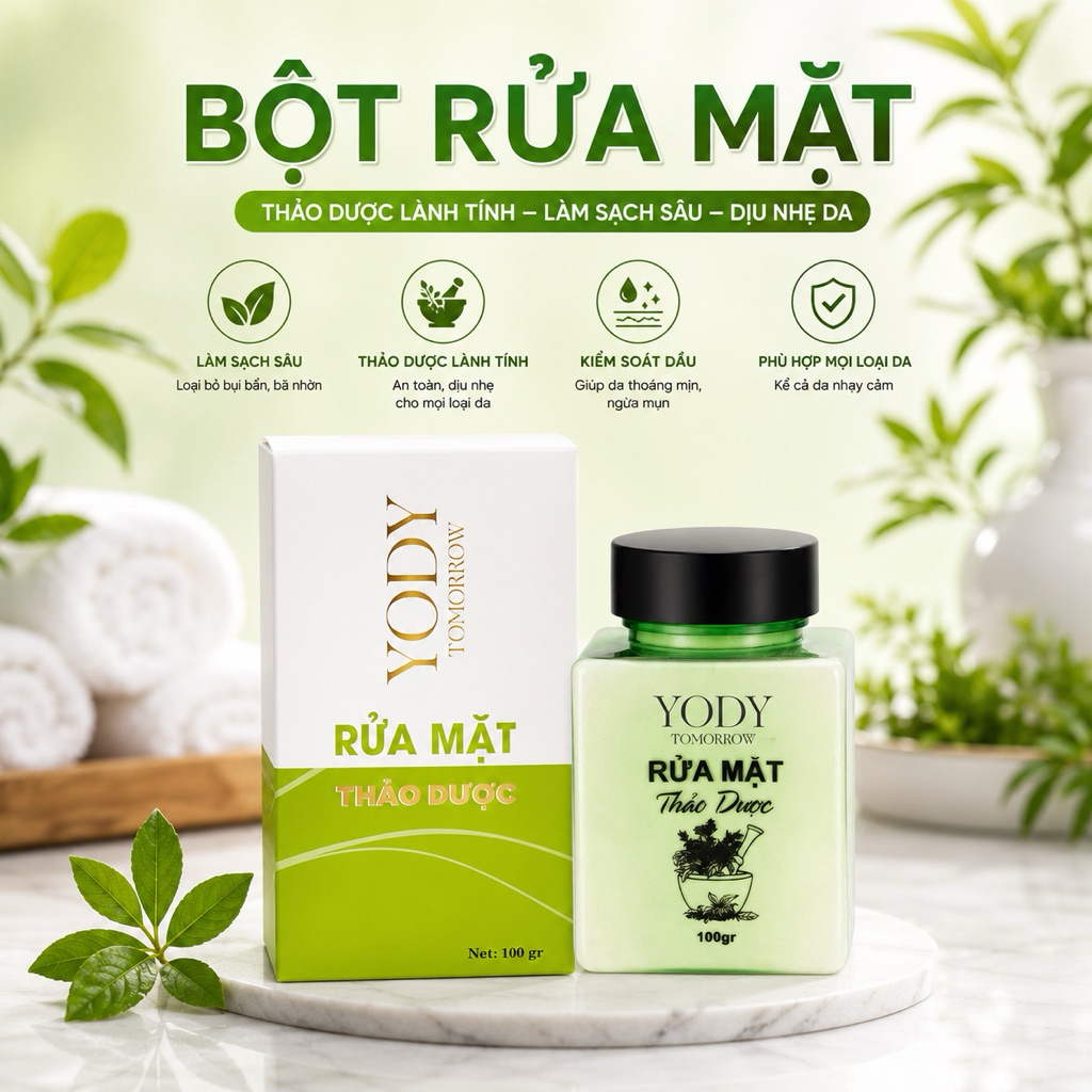 Bột Rửa Mặt Thảo Dược - giúp làm sạch sâu loại bỏ da chết sáng da yody
