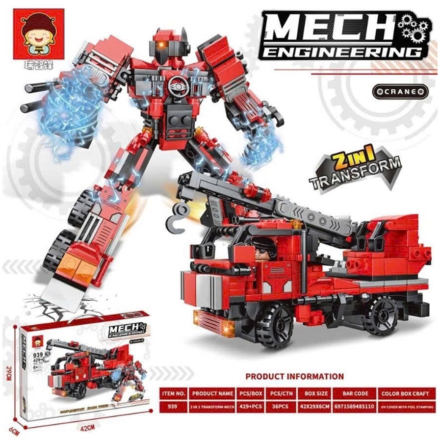 [Hàng Loại 1] Lego Lắp Ráp Robot Biến Hình Xe Máy Xúc, Lego Xe Ben, Xe Máy Cẩu, Máy bay chiến đấu