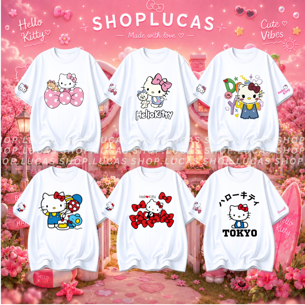 Áo Thun HELLO KITTY Mèo Hoạt Hình Dễ Thương Cute Unisex Form Rộng Local Brand Shop Lucas