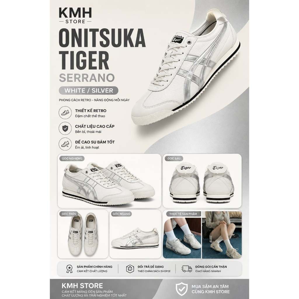 KMH store  [ Chính Hãng ]  Giày Onitsuka Tiger Mexico 66 SD Grey Silver 1183A592-200