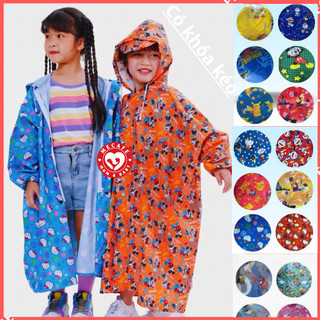 Áo mưa trẻ em BÍT DÂY KÉO Phương Nam, vải dù chống thấm cao cấp dầy dặn, họa tiết hình thú dễ thương, phù hợp bé 4-12T