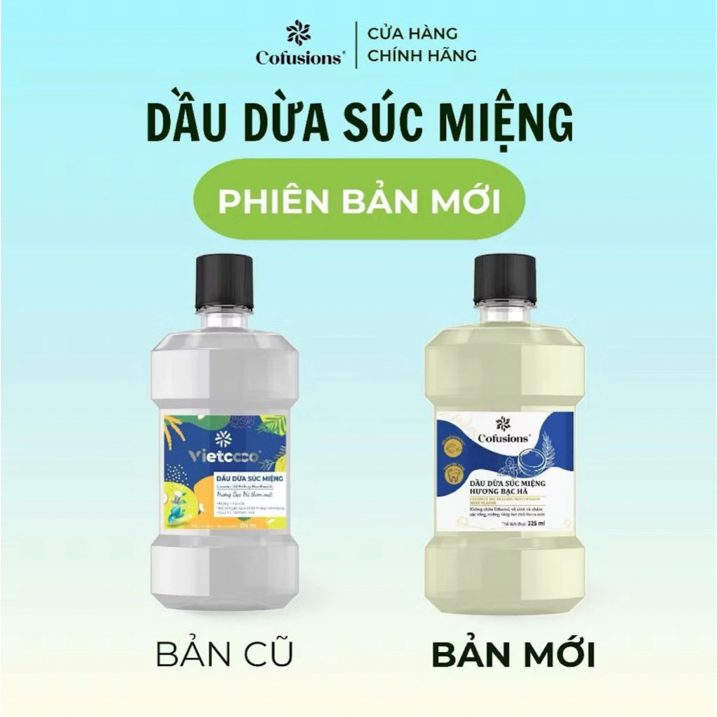 [MẪU MỚI] Dầu Dừa Súc Miệng VietCoCo Coconut Oil Pulling Mouthwash, 100% Natural, 225ml