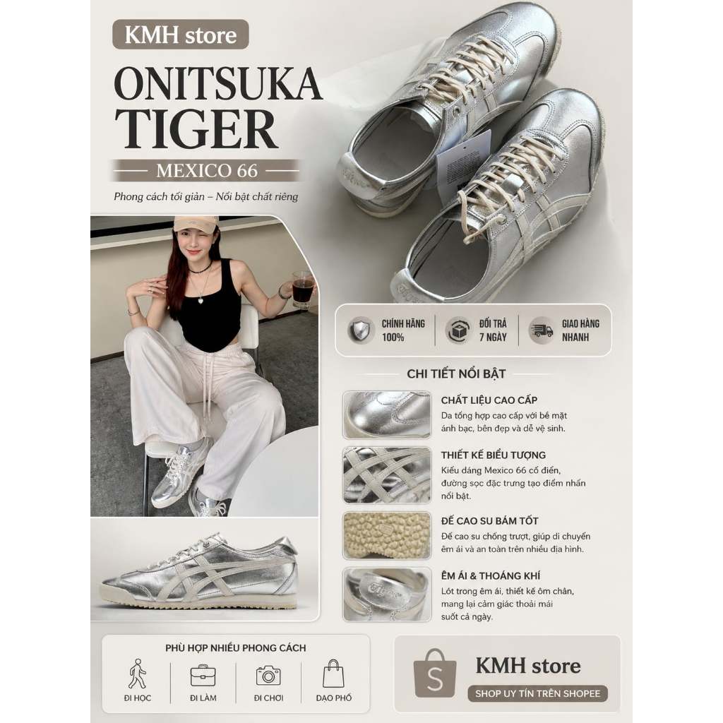 KMH store  [ Chính Hãng ]  Onitsuka Tiger baskets Mexico 66™ SD 'Pure Silver Cream