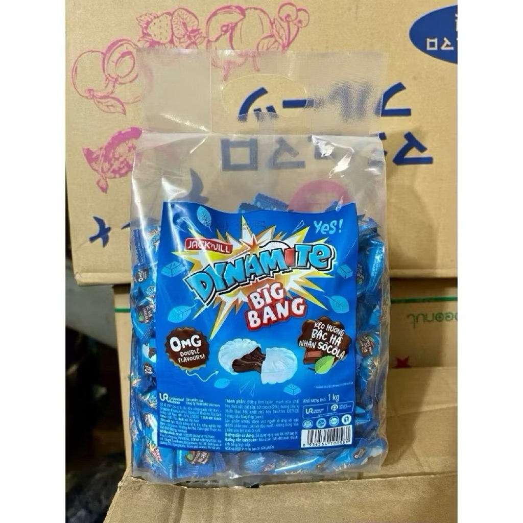Túi 1kg kẹo dynamite 3 viên/kẹo big bang bạc hà kẹo Ăn Vặt Hoàng Quỳnh
