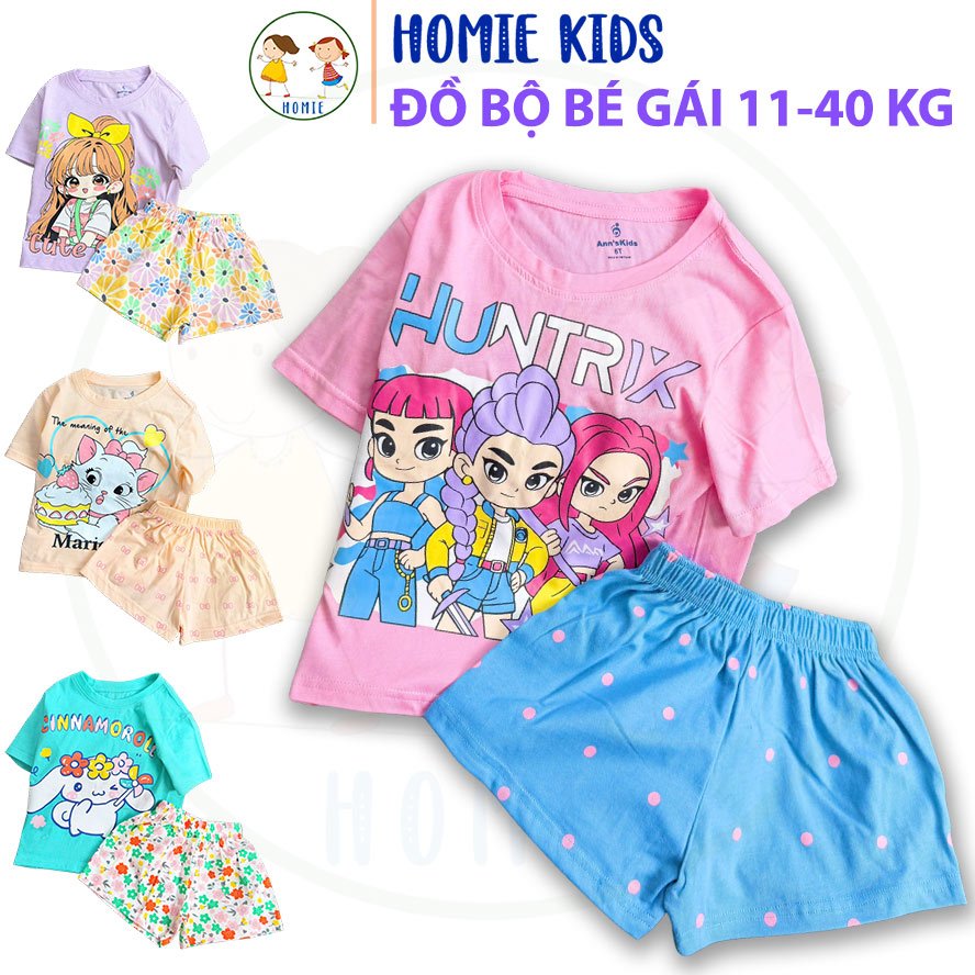 Đồ bộ cho bé gái thun cotton size nhí đại 11-40 kg set bộ thun trẻ em mềm mịn hoạt hình kuromi kitty