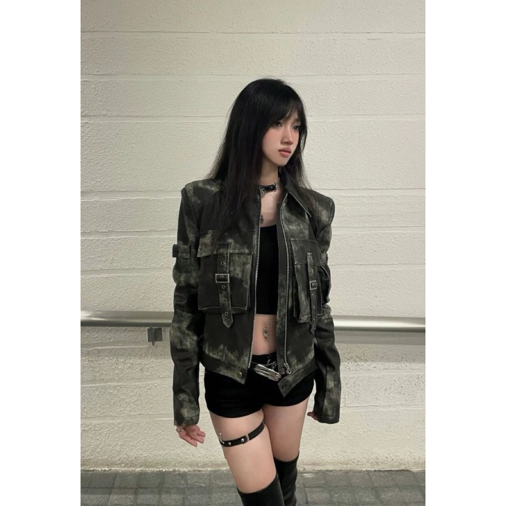 [ENTR] Washed punk biker jacket