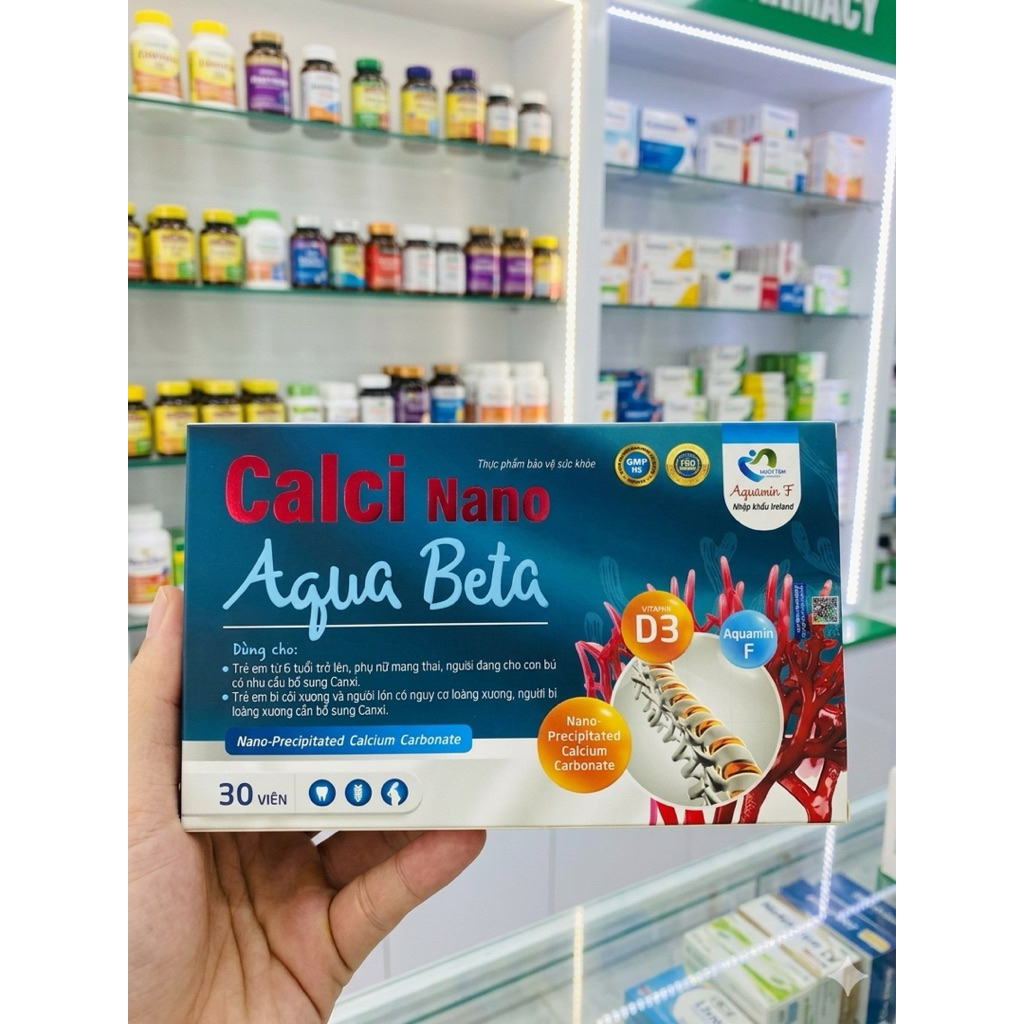 Viên Uống Bổ Sung Calci Cho Người Lớn Và Trẻ Em Calci Nano Aqua Beta - Hộp 30v