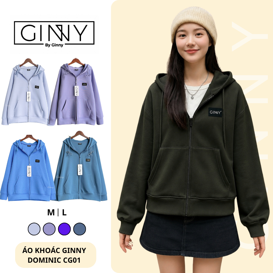 Áo khoác 𝐆𝐈𝐍𝐍𝐘 thun cotton Dominic CG01 Hoodie Zip Trẻ Trung Phong Cách Hàn Quốc Có Túi Trong