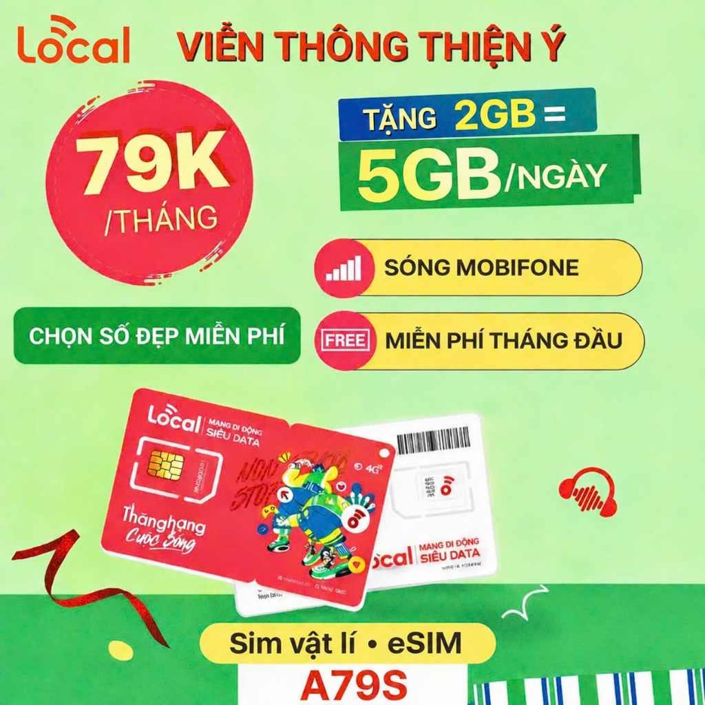 SIM 4G/5G LOCAL MOBIFONE A69S-A79S{MIỄN PHÍ GỌI THOẠI + MXH }