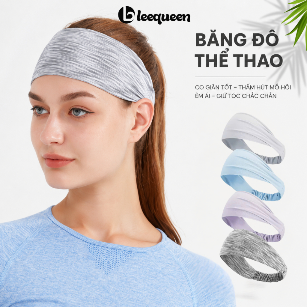 Băng đô chắn mồ hôi tập yoga, gym, chạy bộ, thể thao Lee Queen chất liệu cotton co dãn