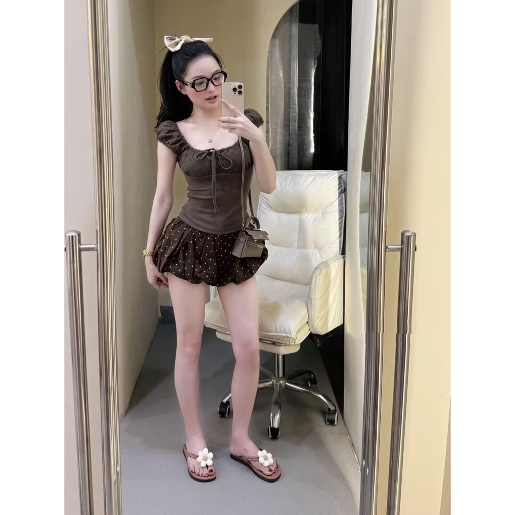 [HÀNG SẴN] Áo thun zip phối thô ren nơ ngực ôm body TINA TOP | BigBuy360 - bigbuy360.vn