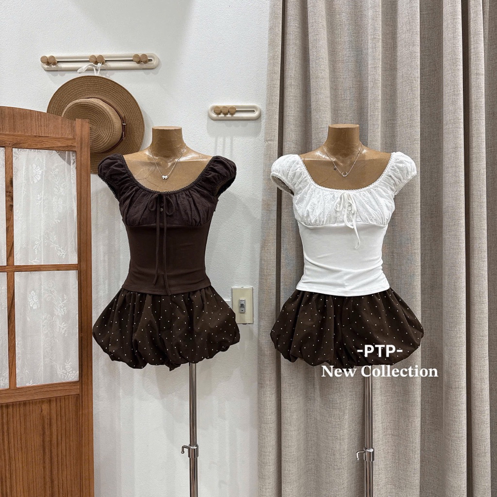 [HÀNG SẴN] Áo thun zip phối thô ren nơ ngực ôm body TINA TOP | BigBuy360 - bigbuy360.vn