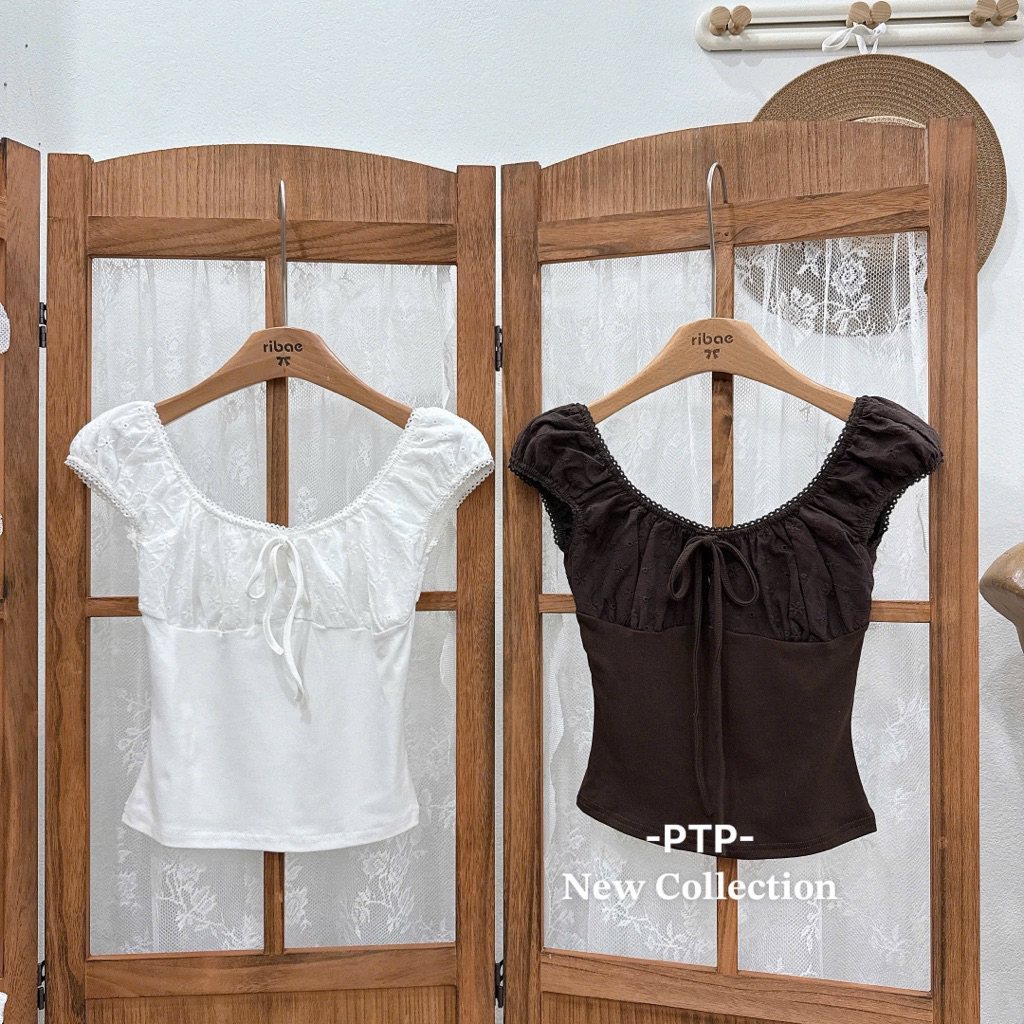 [HÀNG SẴN] Áo thun zip phối thô ren nơ ngực ôm body TINA TOP | BigBuy360 - bigbuy360.vn