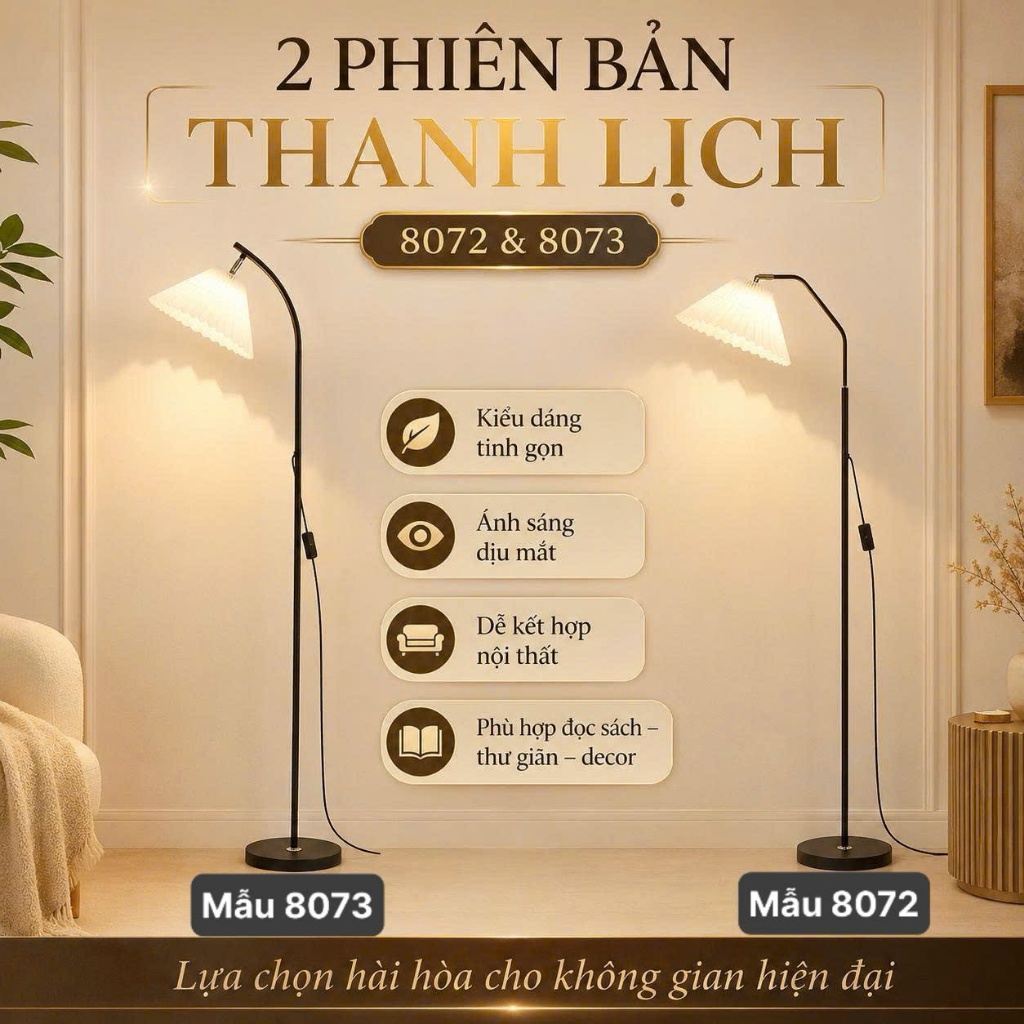 𝐂𝐌𝐀𝐑𝐓.𝐆𝐢𝐚 𝐝𝐮̣𝐧𝐠 Đèn Sàn Xếp Ly Bắc Âu Đơn Giản Sang Trọng & Hiện Đại 8072/8073 [CMART_GIA DỤNG TIỆN 