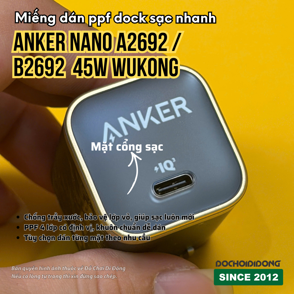 Miếng Dán PPF 4 Lớp Anker Nano A2692 / B2692 45W Wukong - Bảo Vệ Chống Trầy, Giữ Sạc Luôn Như Mới
