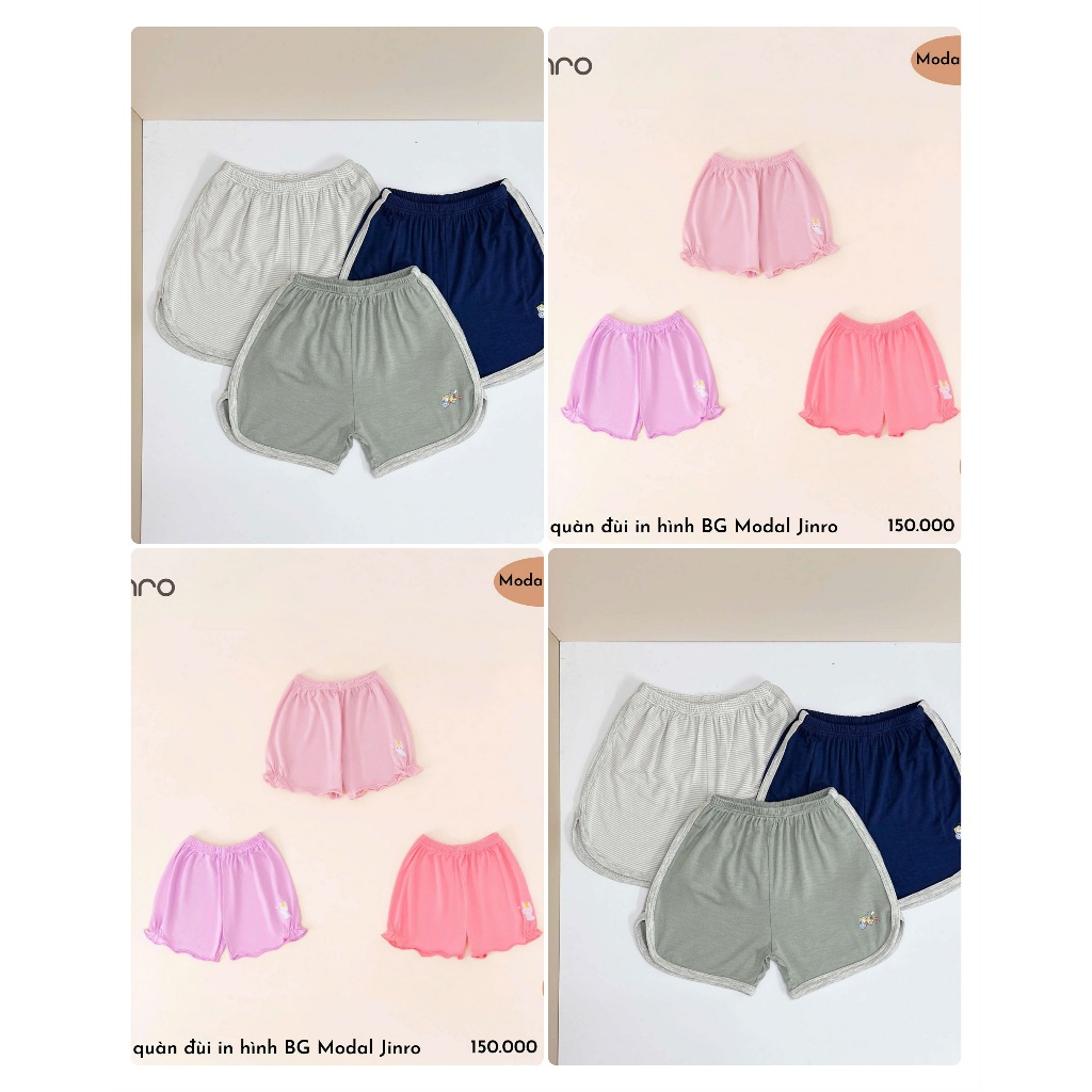 [Jinro/Chính Hãng] Set 3 quần cộc Jinro cho bé gái size từ 9 tháng đến 4 tuổi