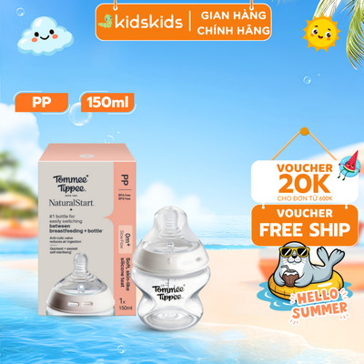 Bình Sữa Ty Siêu Mềm Tự Nhiên Tommee Tippee Natural Start 150ml, Núm Ty Của Bình 0-3 Tháng