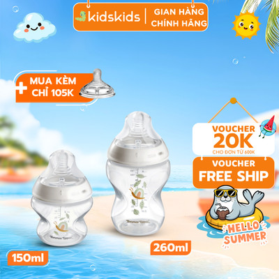Bình sữa PP Hoạ Tiết Ty Siêu Mềm Tự Nhiên Tommee Tippee Natural Start Cho Bé Từ Sơ Sinh Được Mua Kèm Thêm 1 Núm