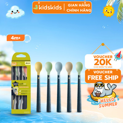 Thìa Ăn Dặm Tommee Tippee Softee, Cho Bé Từ 4 Tháng - Set 5 Thìa, Tách Lẻ (Giao Màu Ngẫu Nhiên)
