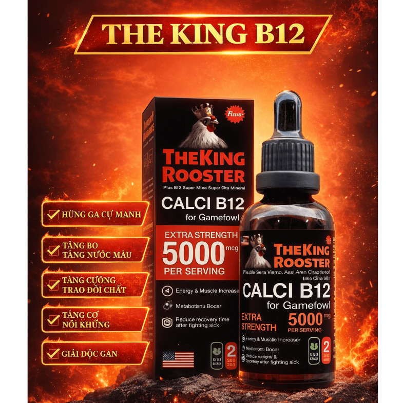 Vitamin B12 5000 50ml Cho Gà - Bổ Sung Dinh Dưỡng, Hỗ Trợ Thể Trạng & Lông Bóng Mượt