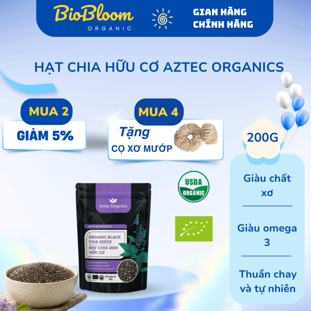 Hạt Chia Hữu Cơ Aztec Organics 200G