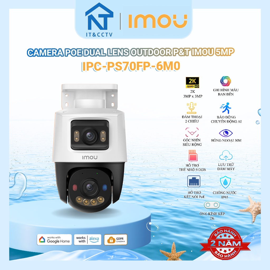 Camera IMOU Cruiser Dual IPC-PS70FP 6MP/10MP Ngoài Trời – Dual Lens Quay Quét, Full Color, AI