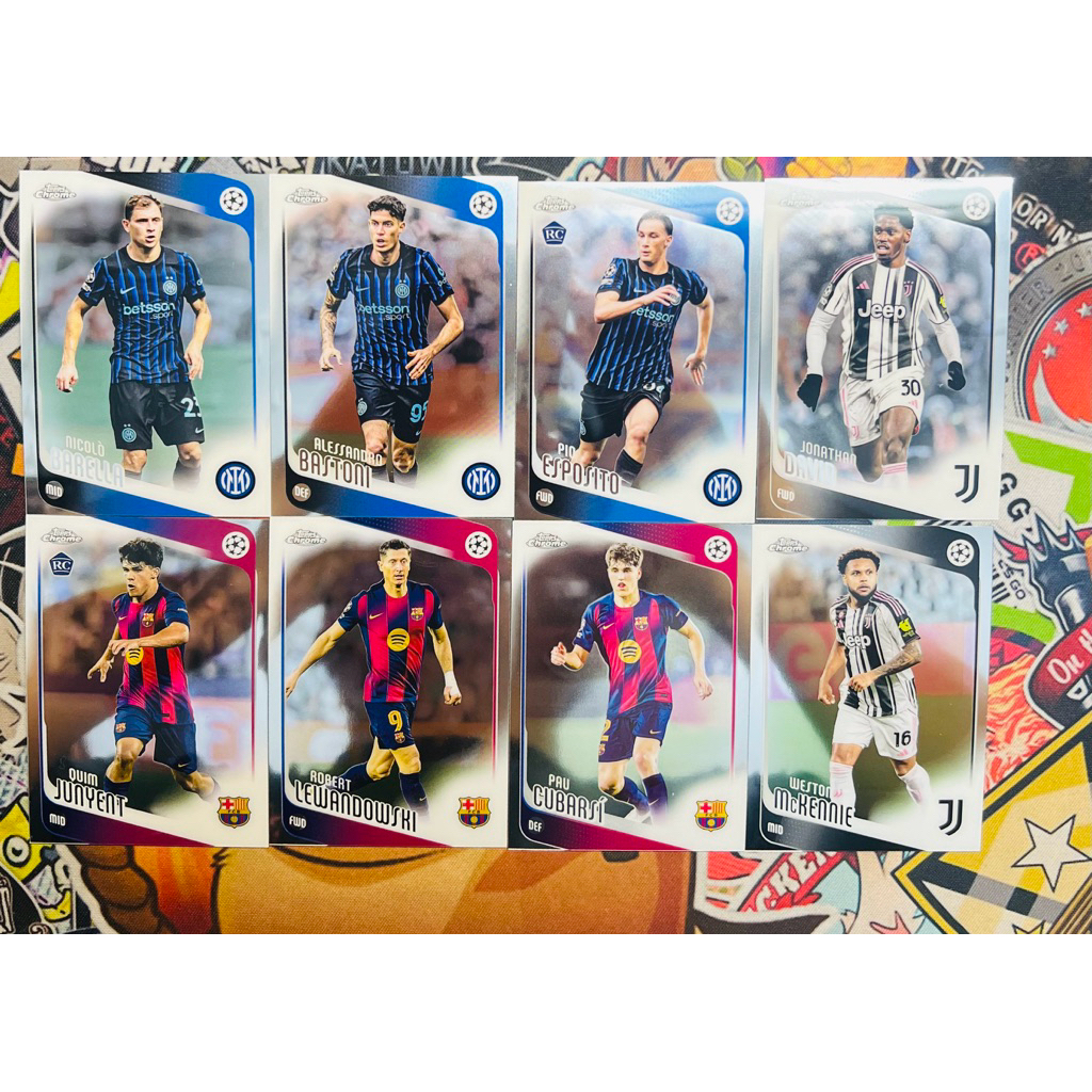 Thẻ bóng đá Base Juventus,Barcelona,Inter Milan Topps Chrome UCC 2025/26