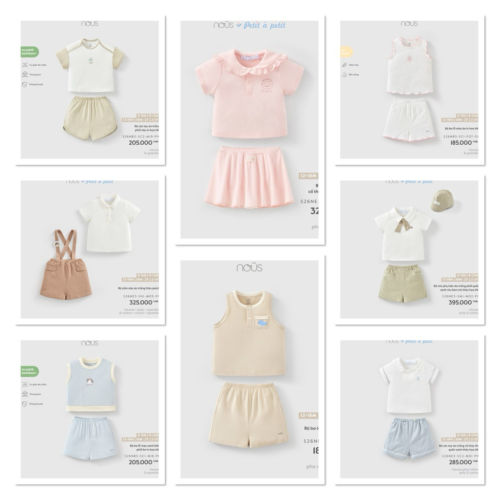[ Nous 2025 ] bộ nous cộc tay ( 12-18m, 18-24m )