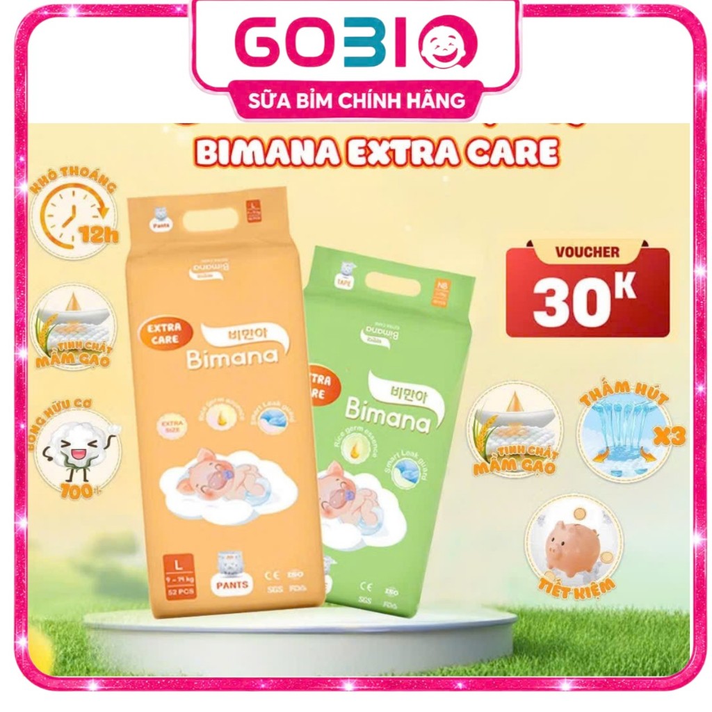 Tã/Bỉm Dán/Quần BIMANA EXTRA CARE Thấm Hút Tốt, Đủ Size Thấm hút tốt