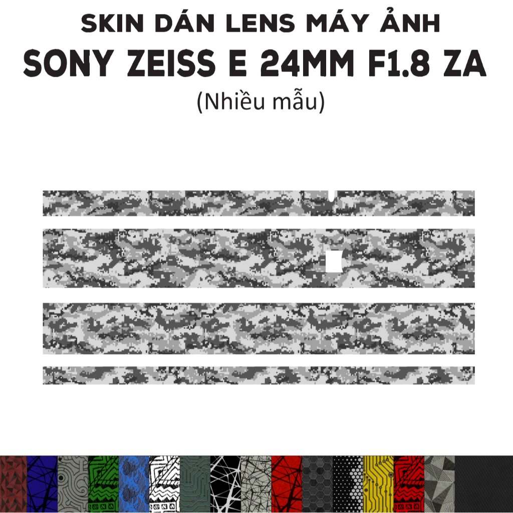 Skin dán Lens Sony Zeiss E 24mm F1.8 ZA  (Nhiều mẫu) | Decal Film 3M dán bảo vệ ống kính máy ảnh 24 